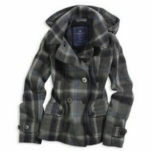AE Plaid Wool Peacoat